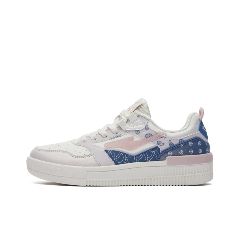 Erke Paisley Collection Low Top Skateboard Shoes Women's White Blue-0