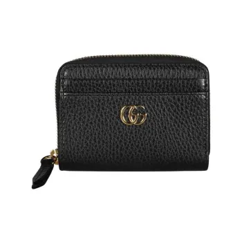 GUCCI Pebbled Calfskin Wallet Women's Black