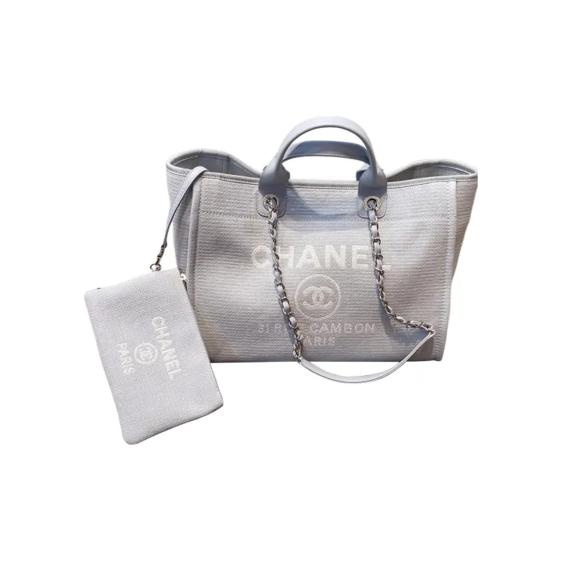 CHANEL Cotton Beach Bag, Tote Bag, Shopping Bag, Shoulder Bag, Handbag Tubas Women's Haze Blue-2