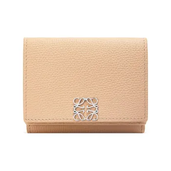 LOEWE Anagram Basket Grained Calfskin With River Stone Texture Wallet Women's Flesh