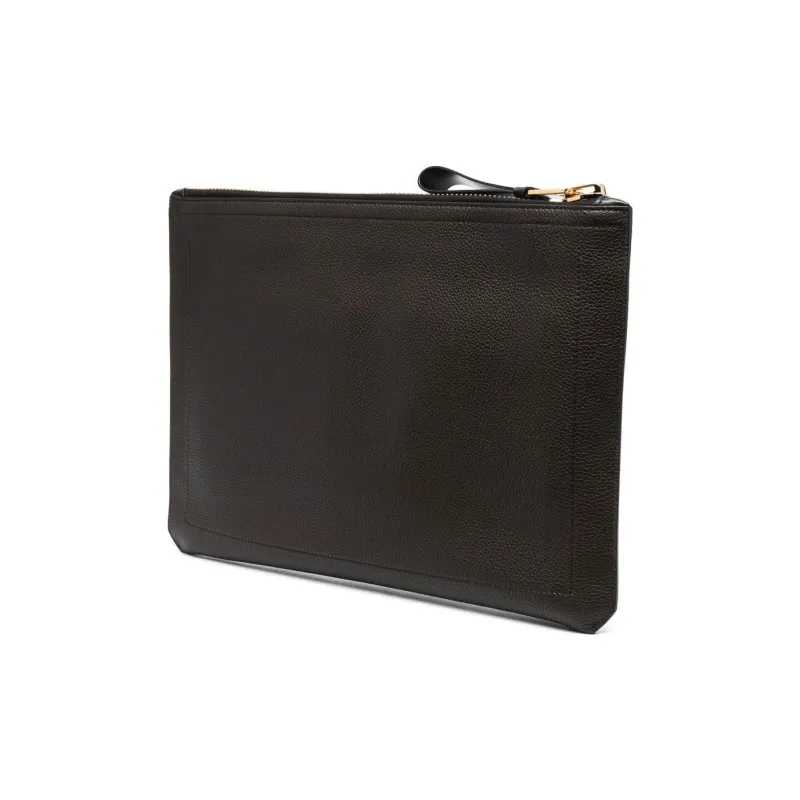 TOM FORD Buckley Calfskin Clutch Men's Brown-1