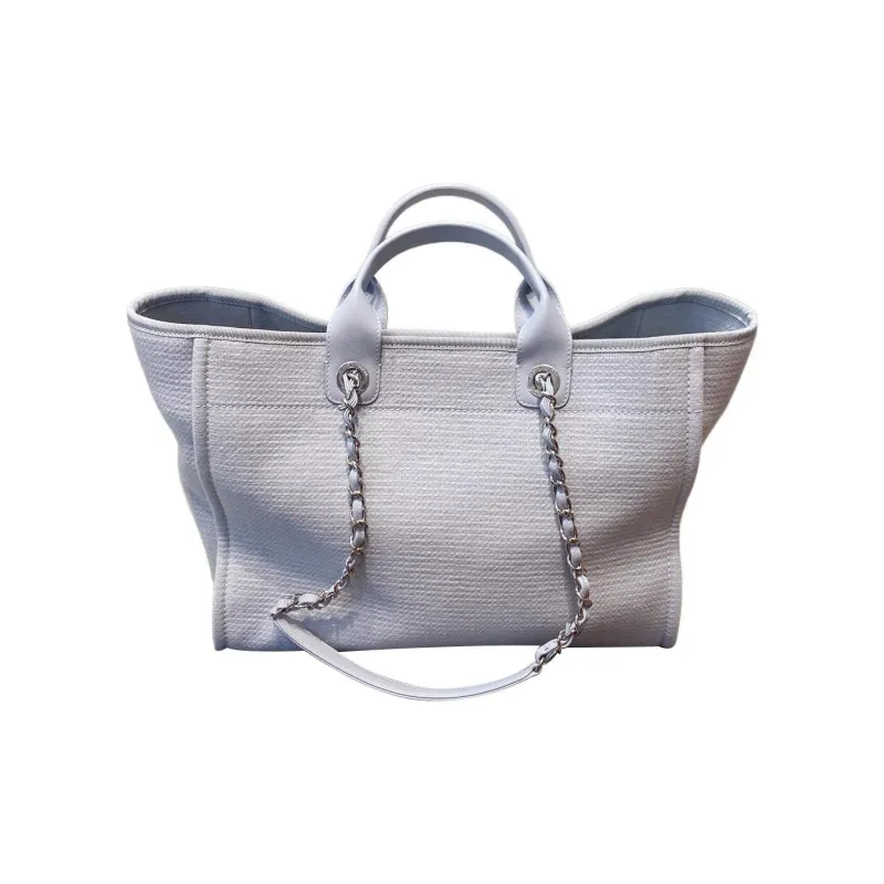 CHANEL Cotton Beach Bag, Tote Bag, Shopping Bag, Shoulder Bag, Handbag Tubas Women's Haze Blue-3
