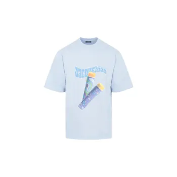 Jacquemus Le T Shirt Paisley Sorbet Logo Boxy Fit T Shirt