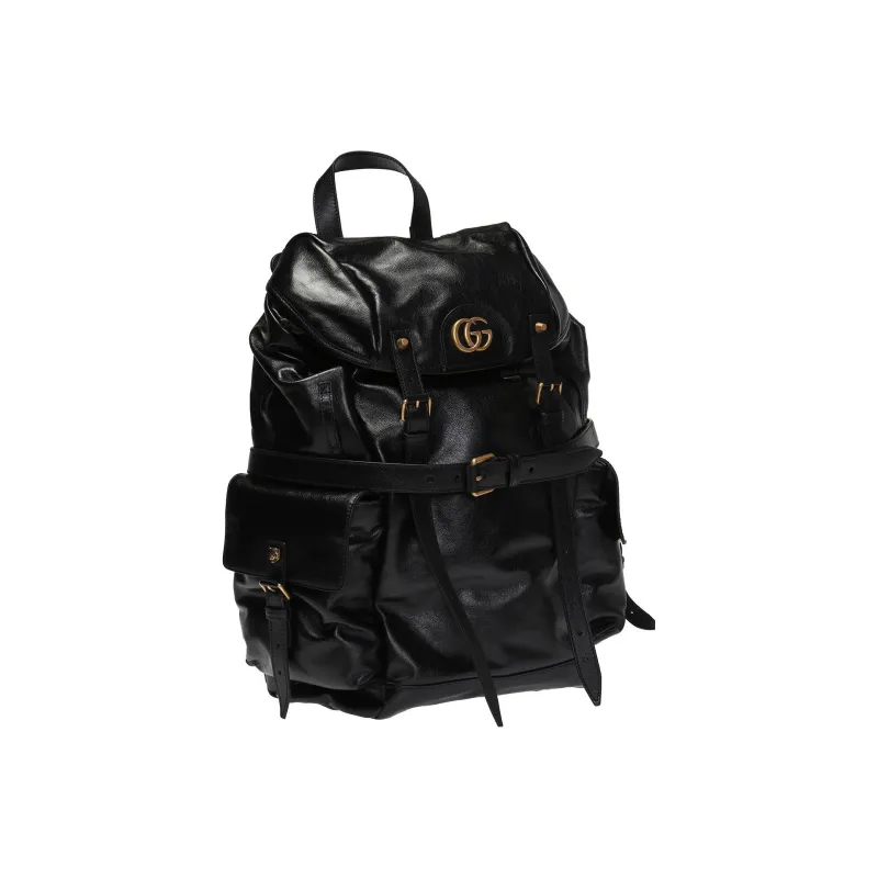 GUCCI Cow Leather Backpack Unisex Black-1