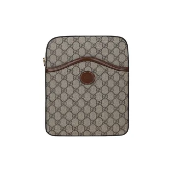 GUCCI Coated Canvas With Leather Messenger Bag, Crossbody Bag, Shoulder Bag Men's