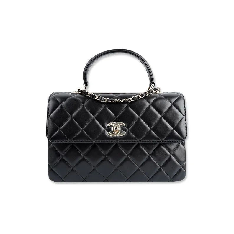 CHANEL Trendy Cc Sheepskin Shoulder Bag, Crossbody Bag, Handbag Tubas Women's Black-0