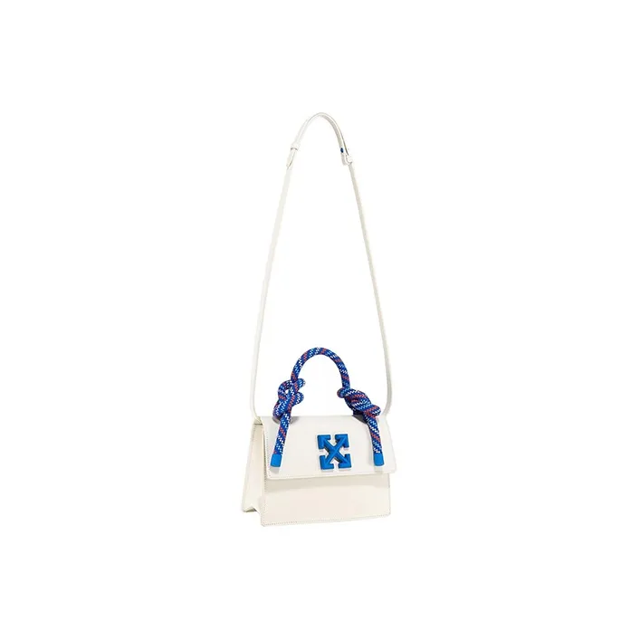 OFF-WHITE Leather Shoulder Bag Crossbody Bag Handbag Women's White/Blue-3
