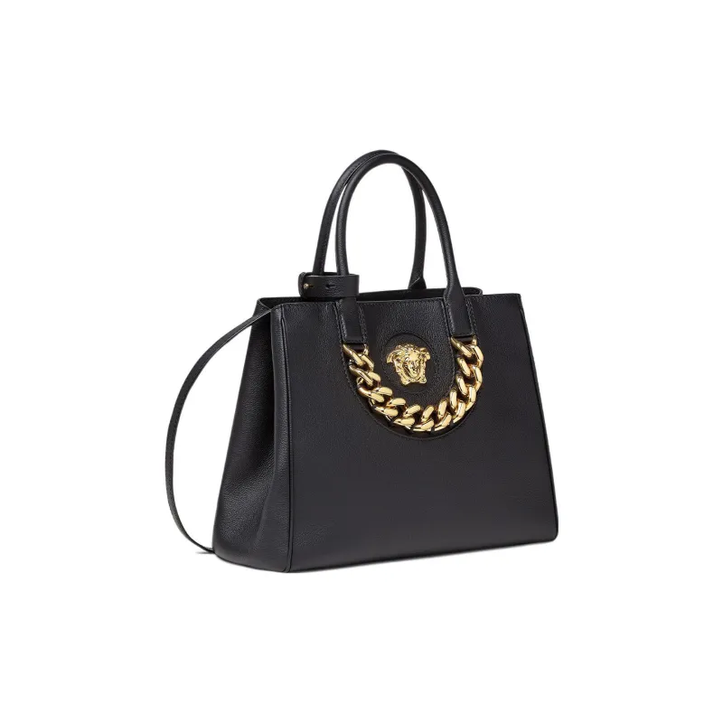 FANSIZHE La Medusa Grained Calfskin Tote Bag Shopping Bag Shoulder Bag Crossbody Bag Handbag Medium Size Women's Black-1