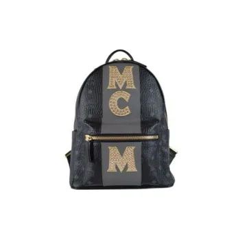 MCM Stark Visetos Coated Canvas Backpack Unisex Black/Black Gold