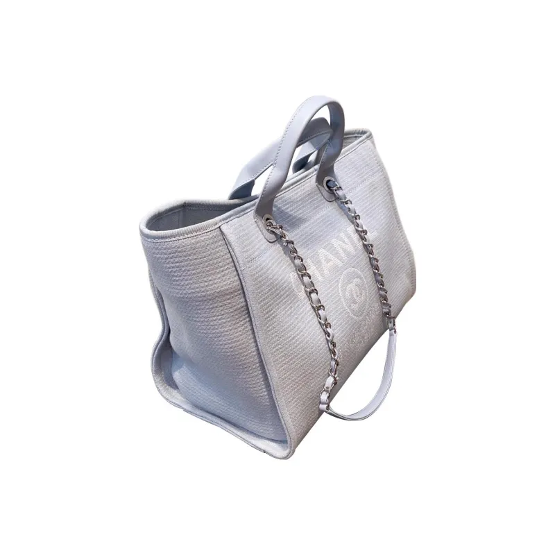 CHANEL Cotton Beach Bag, Tote Bag, Shopping Bag, Shoulder Bag, Handbag Tubas Women's Haze Blue-4