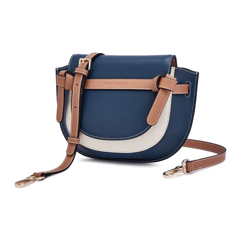 Hush Puppies Cow Leather Saddle Bag Crossbody Bag Shoulder Bag Women's Coffee/Blue/Jasper-6