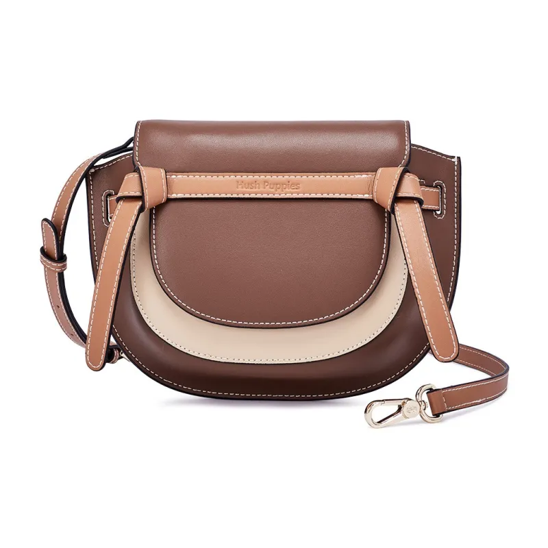 Hush Puppies Cow Leather Saddle Bag Crossbody Bag Shoulder Bag Women's Coffee/Blue/Jasper-0