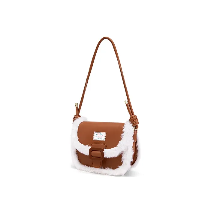 Sound For Life Rabbit Fur Shoulder Bag Women's Brown, Apricot-1