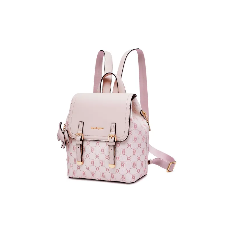 Hush Puppies Synthetic Leather Backpack Women's Gradient Pink/Mist Blue/Gray Apricot-5