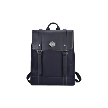 Hush Puppies Genuine Leather Backpack Tubas Men's Black