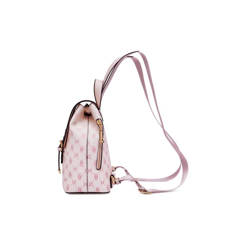 Hush Puppies Synthetic Leather Backpack Women's Gradient Pink/Mist Blue/Gray Apricot-6