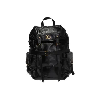 GUCCI Cow Leather Backpack Unisex Black