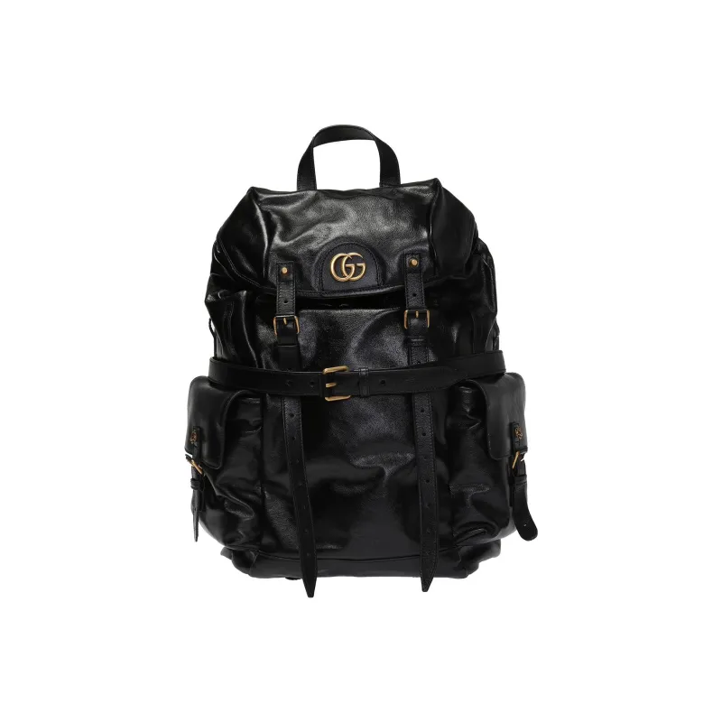 GUCCI Cow Leather Backpack Unisex Black-0
