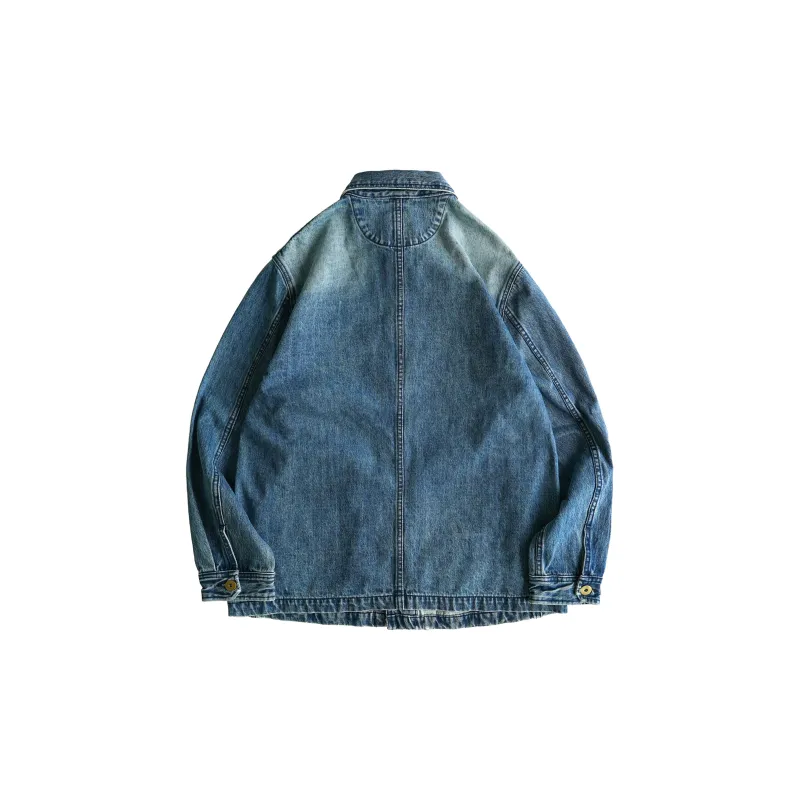 BLUELANDINC Loose Fit Denim Jacket Women's Washable Blue-1