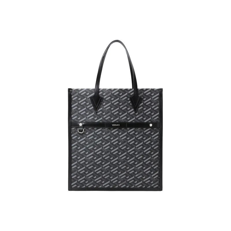 VERSACE Cow Leather Decoration Tote Bag Shopping Bag Shoulder Bag Crossbody Bag Handbag Men's Blue/Black-0
