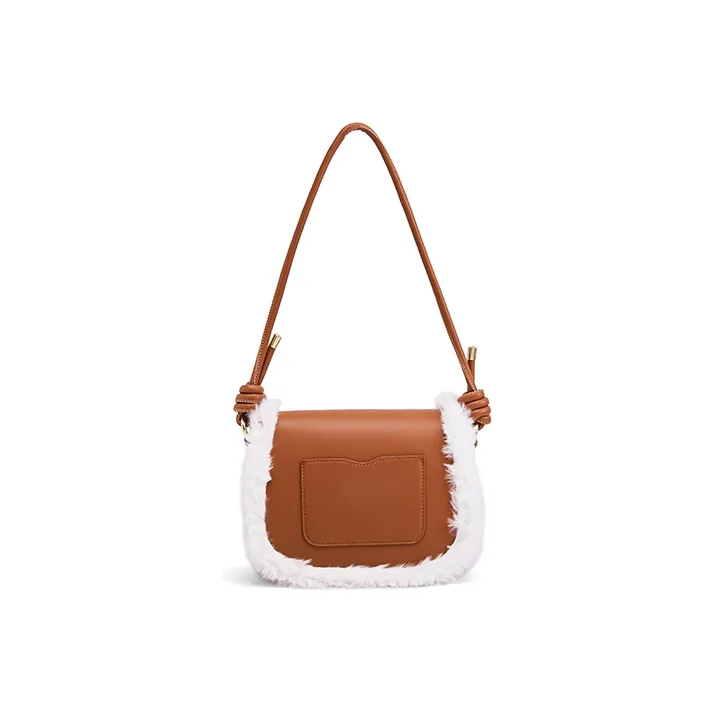 Sound For Life Rabbit Fur Shoulder Bag Women's Brown, Apricot-2