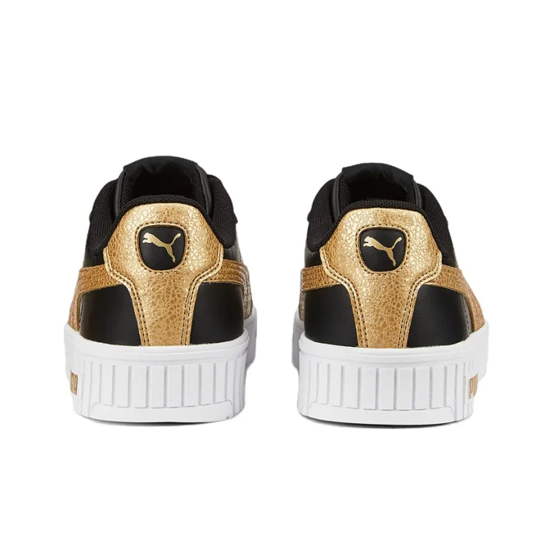 PUMA Basket Carina 2.0 Anti Slip Wear Resistant Low Top Skateboard Shoes Women's Black Gold-4