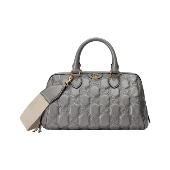 GUCCI Quilted Leather Shoulder Bag, Crossbody Bag, Handbag Women's Gray