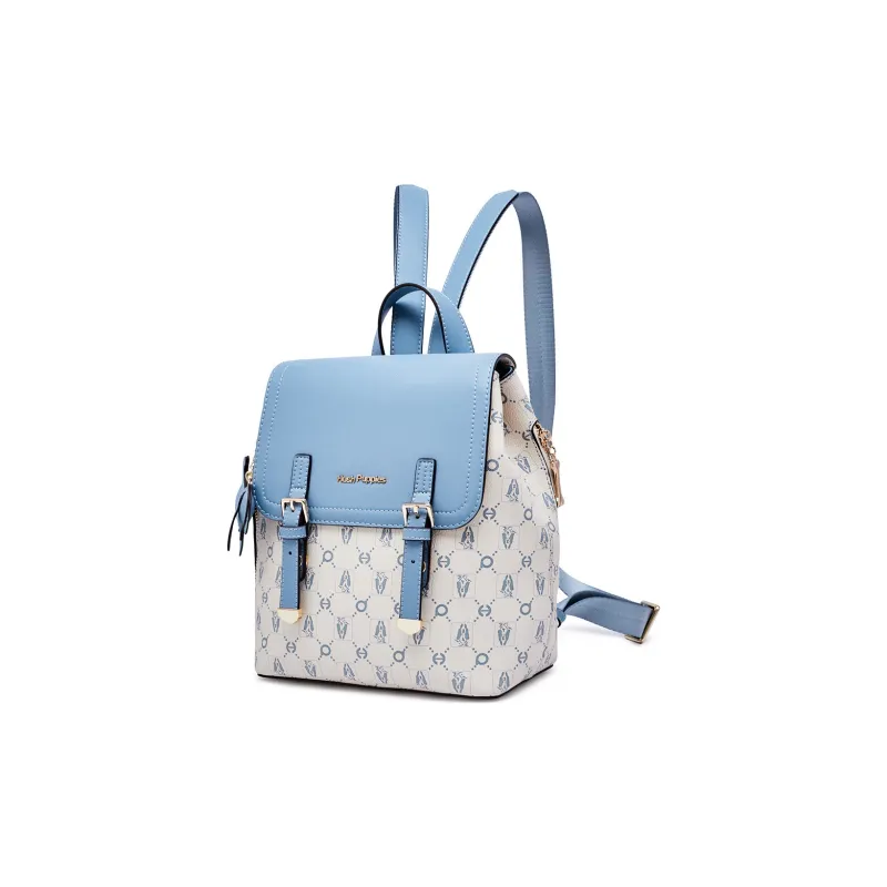 Hush Puppies Synthetic Leather Backpack Women's Gradient Pink/Mist Blue/Gray Apricot-9