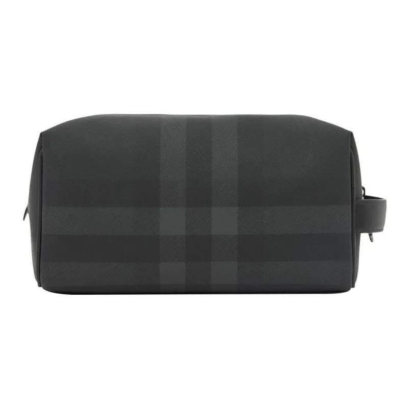Burberry Canvas With Leather Handbag Toiletry Bag Men's Charcoal Gray-1