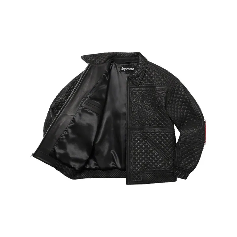 Supreme Studded Quilted Leather Jacket-5