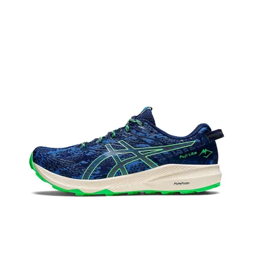 Asics Fuji Lite 3 Running Shoes Men Low-Top Dark Blue/Green