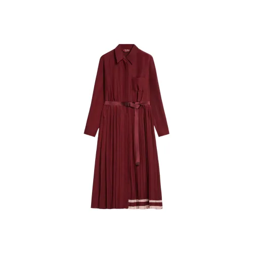 MaxMara Studio Long-Sleeved Dresses Women's Burgundy