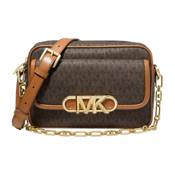 MICHAEL KORS PARKER Polyvinyl Chloride Camera Bag Shoulder Bag Crossbody Bag Medium Size Women's Dark Brown/Acorn Brown