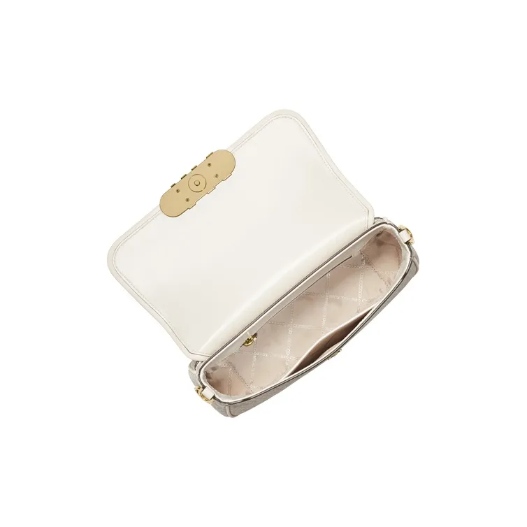 MICHAEL KORS PARKER Artificial Leather Shoulder Bag Medium Size Women's Vanilla White & Milk White-3