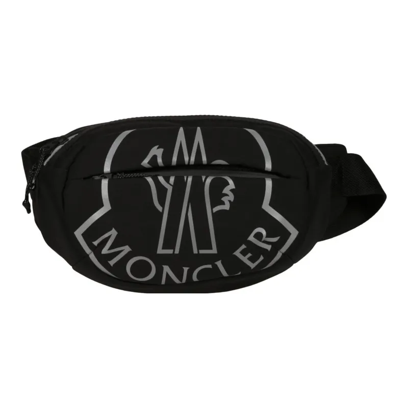 Moncler Calfskin Detail One Shoulder Fanny Pack Men's Black-0
