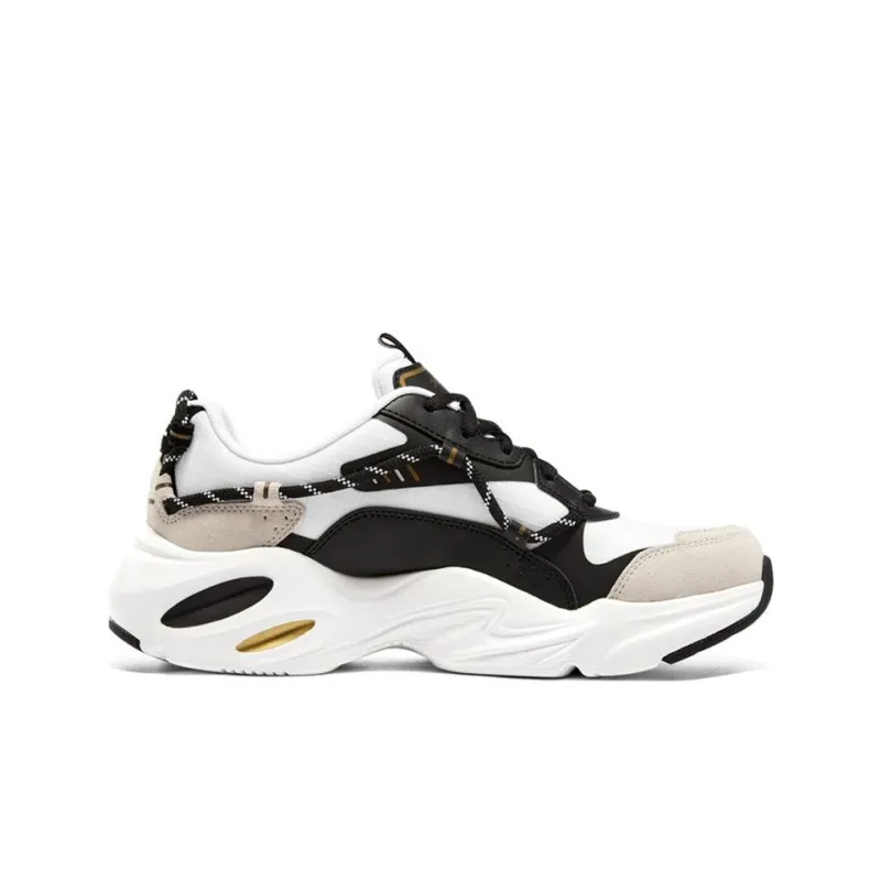Skechers Stamina Airy Cushioning Anti-Slip And Wear-Resistant Mid-Top Casual Shoes Women's Black Gold-1