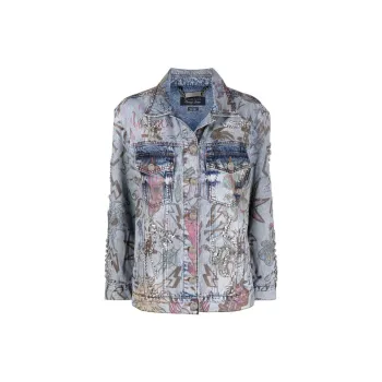 PHILIPP PLEIN Monogram Tattoo print Oversize Denim Jacket
