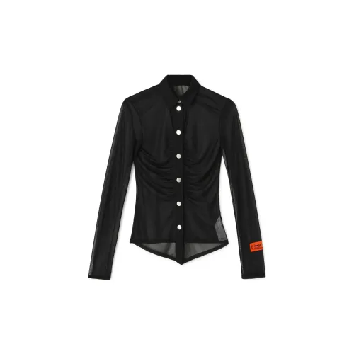 HERON PRESTON Georgette Ruched Long-sleeve Shirt