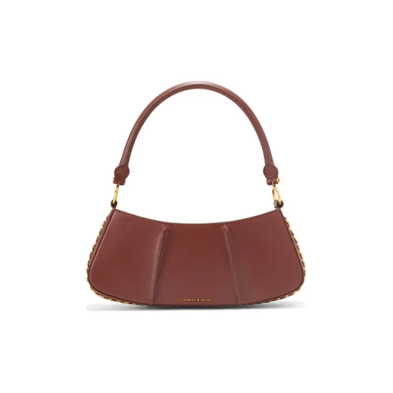 CHARLES&KEITH PU Shoulder Bag Women's Yellow/Chocolate/Black-9