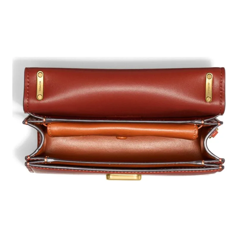 COACH Bandit Cow Leather Shoulder Bag, Crossbody Bag Trumpets Women's Red/Brown-2