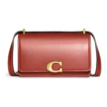 COACH Bandit Cow Leather Shoulder Bag, Crossbody Bag Trumpets Women's Red/Brown