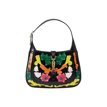 GUCCI Jackie 1961 Crocodile Leather Crescent Shoulder Bag Shoulder Bag Small Size Women's Multicolor/Black