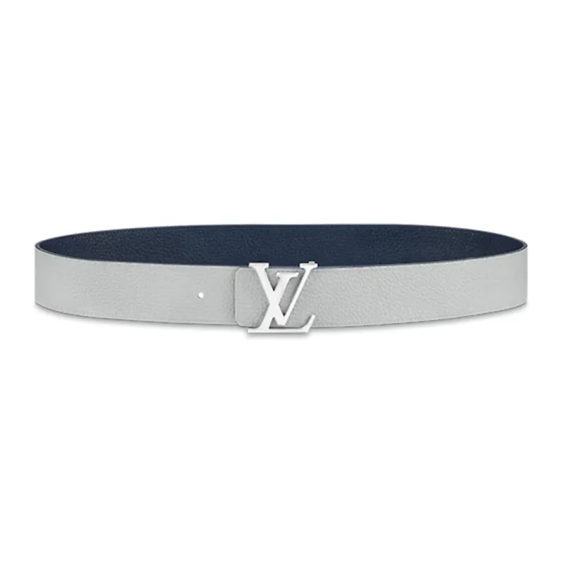 LOUIS VUITTON INITIALES TAURILLON Leather Belt Men's Blue Width  4cm-1