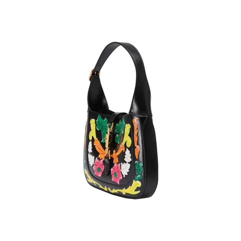 GUCCI Jackie 1961 Crocodile Leather Crescent Shoulder Bag Shoulder Bag Small Size Women's Multicolor/Black-3