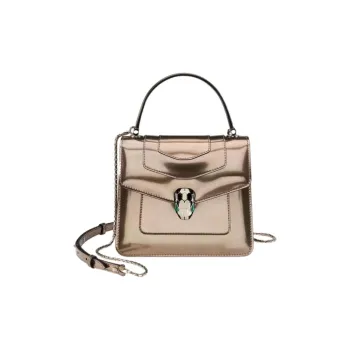 BVLGARI Serpenti Forever Series Cow Leather Trunk Bag Shoulder Bag Crossbody Bag Handbag Women's Metallic Bronze