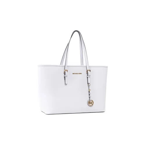 MICHAEL KORS Jet Set Leather Tote Bag Shopping Bag Handbag Shoulder Bag Medium Size Women's White