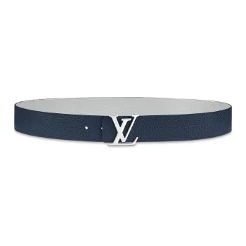 LOUIS VUITTON INITIALES TAURILLON Leather Belt Men's Blue Width  4cm