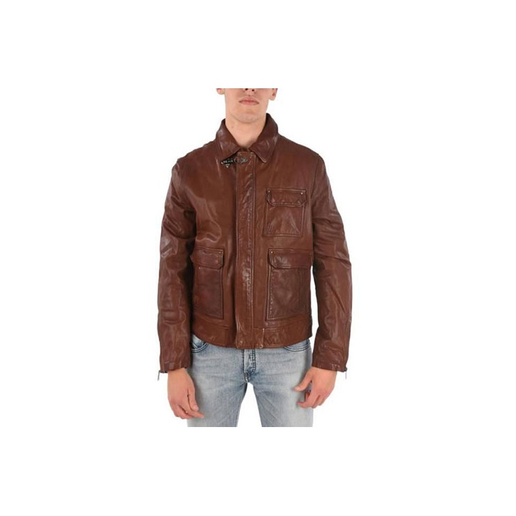 DIESEL Leather Jackets Men Brown - Cheap Rcj Jordan Outlet
