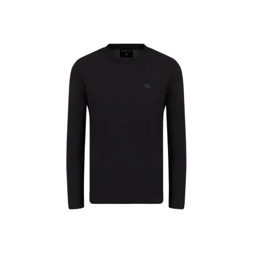 EMPORIO ARMANI Logo Patch Long Sleeved Crewneck T Shirt