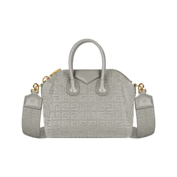 GIVENCHY Antigona Canvas With Smooth Cow Leather Canvas Bag Handbag Shoulder Bag Crossbody Bag Mini Women's Ore Gray